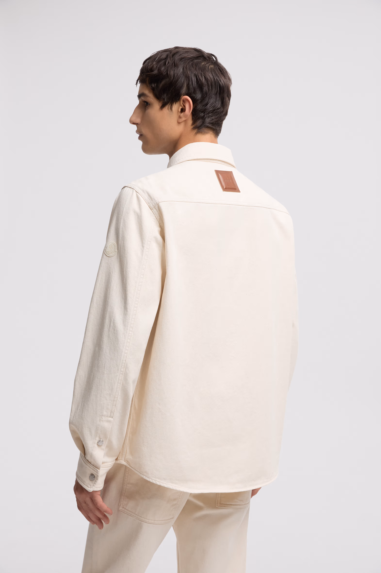 Denim Long Sleeve Shirt Men White Ivory Moncler 5
